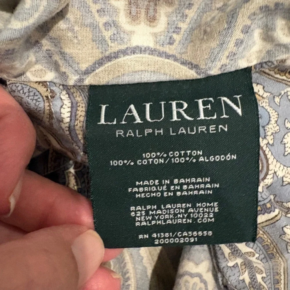 Vtg Ralph Lauren Colchester Paisley Blue King Pillow Shams Medallion Set of 2